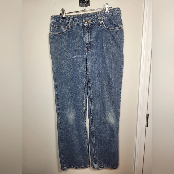 Carhartt Relaxed Fit Plaid Blanket Flannel Lined Jeans sz 6/30 - Picture 1 of 9